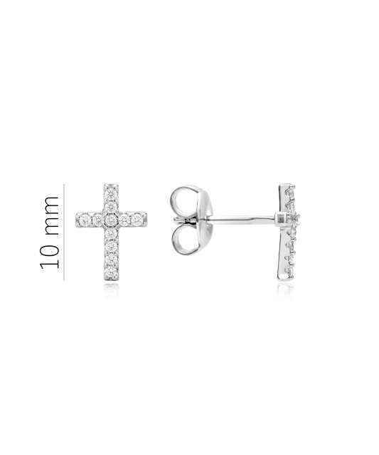 Sterling silver earrings with zircons "Crosses"