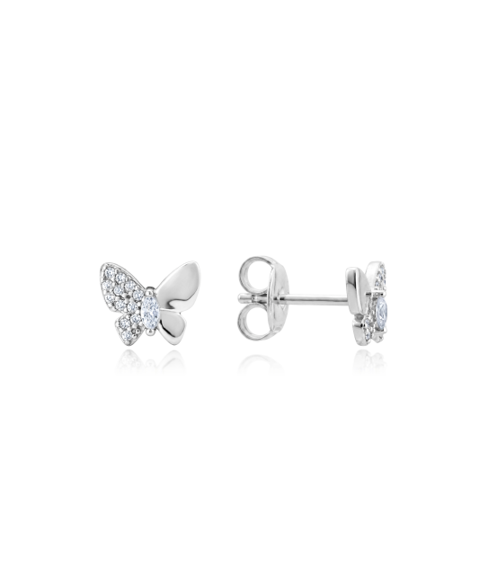 Sterling silver earrings with zircons "Butterflies"