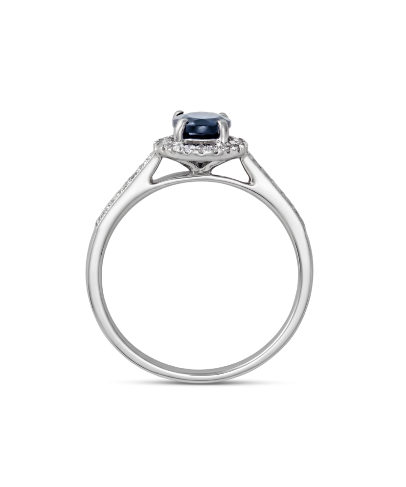 White gold ring with sapphires and diamonds