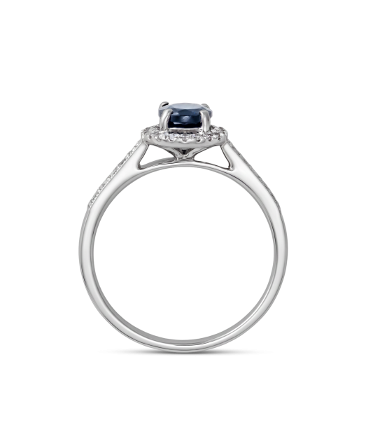 White gold ring with sapphires and diamonds