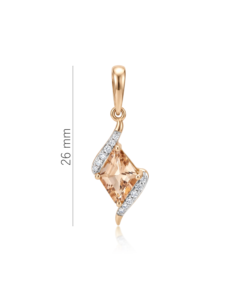 Gold pendant with diamonds and morganite