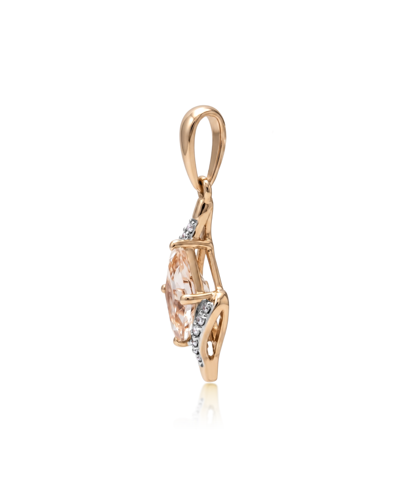 Gold pendant with diamonds and morganite