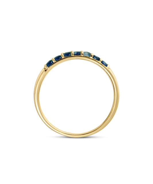 Yellow gold ring with diamonds and sapphires