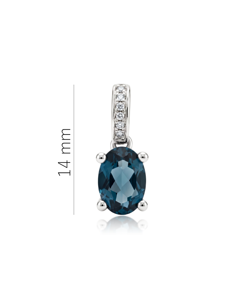 White gold pendant with diamonds and London topaz