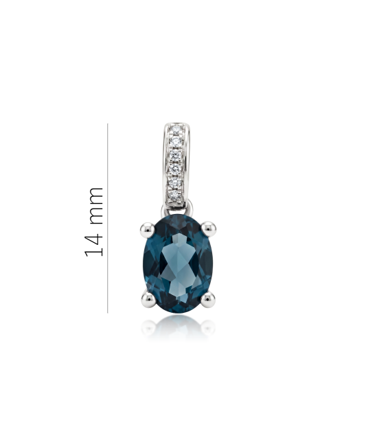 White gold pendant with diamonds and London topaz
