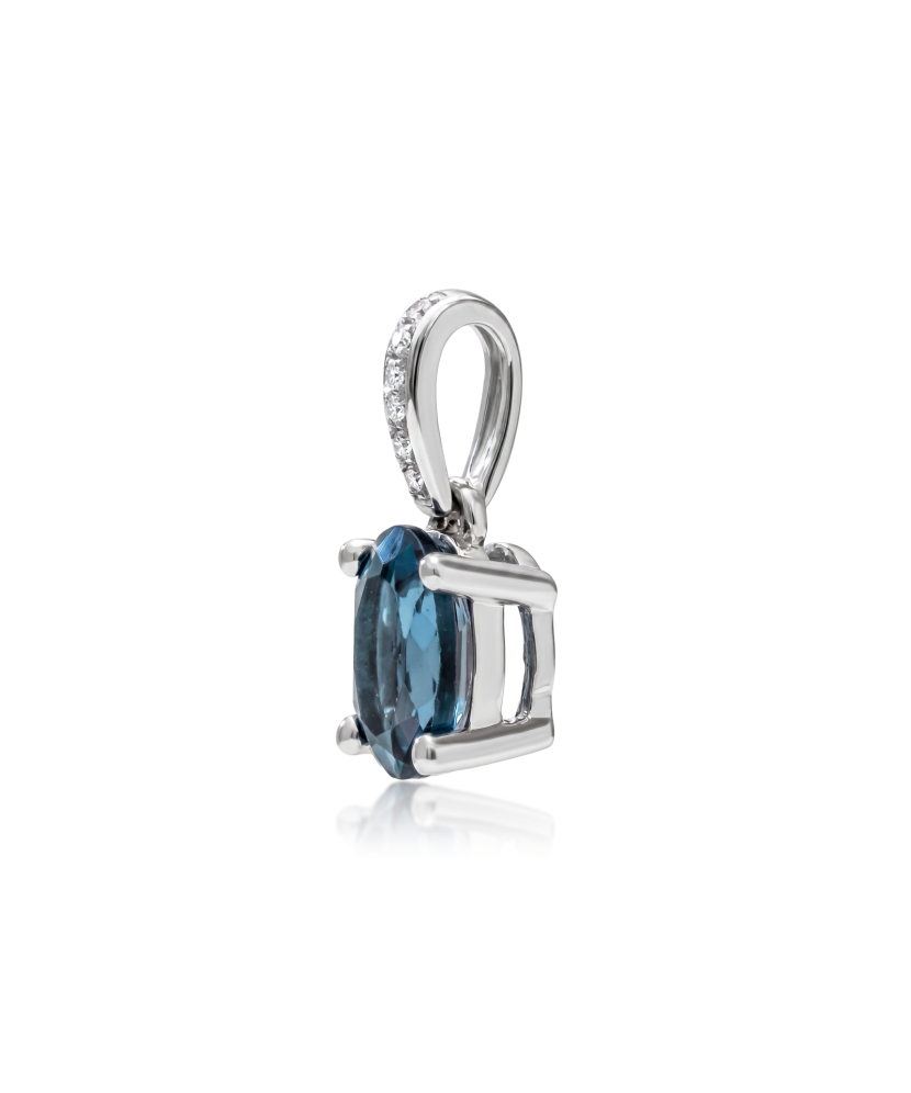 White gold pendant with diamonds and London topaz