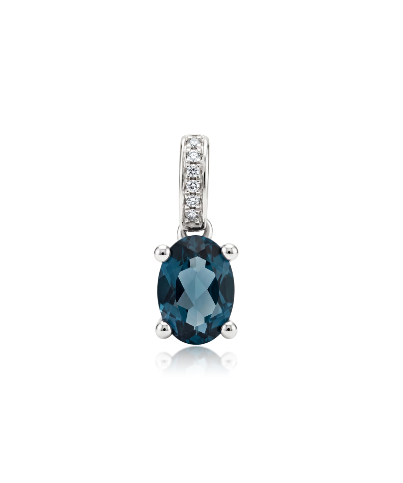 White gold pendant with diamonds and London topaz