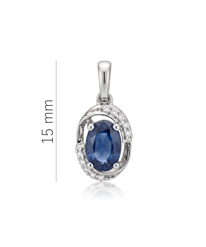 White gold pendant with diamonds and sapphire