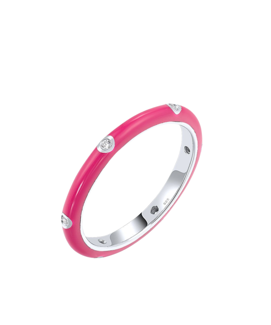 Sterling silver ring with zircons and enamel