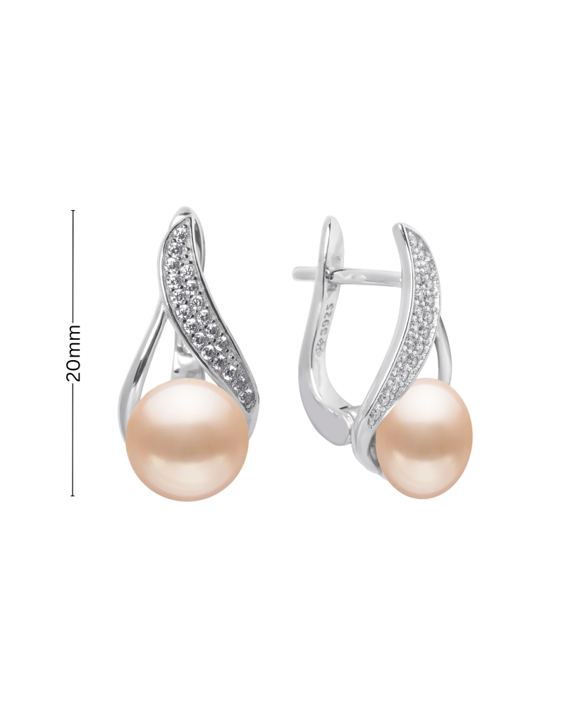 Серьги из серебра с жемчугом и цирконами