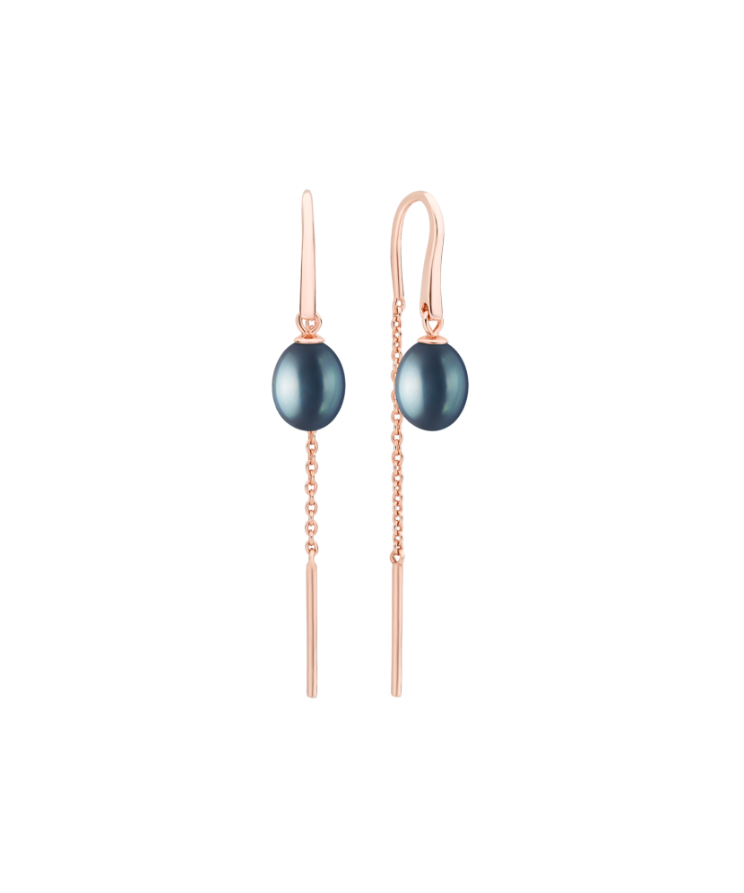 Gilded sterling silver earrings with pearls and zircons