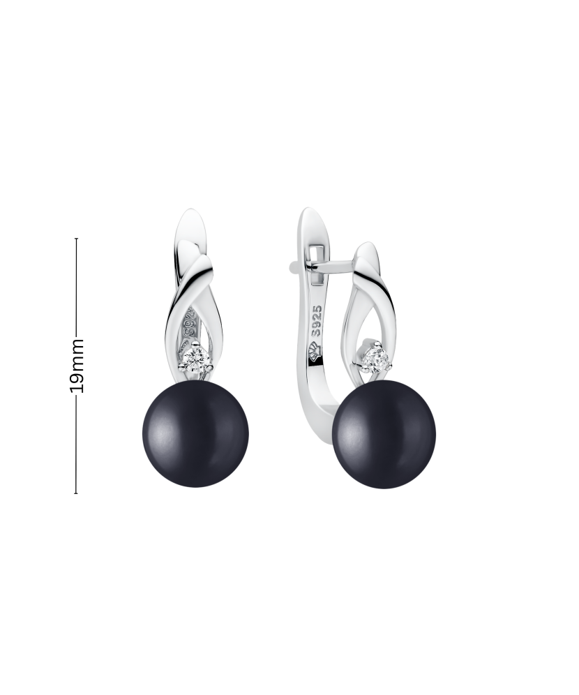 Sterling silver earrings with pearls and zircons