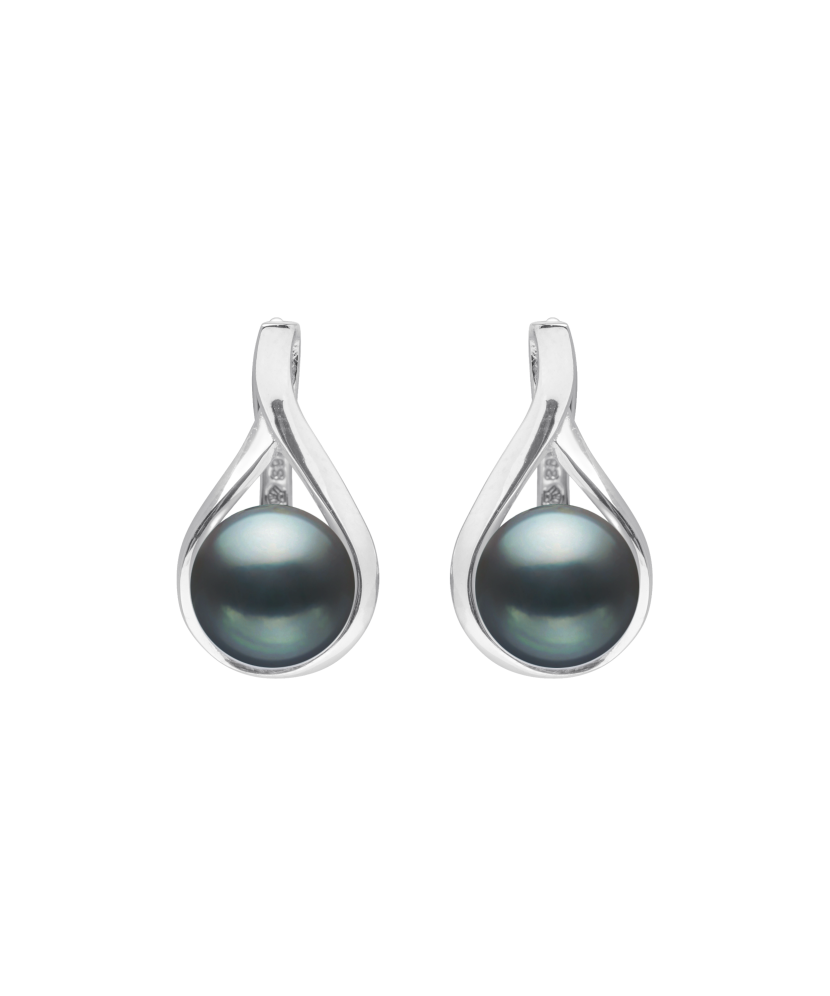 Sterling silver earrings with pearls and zircons