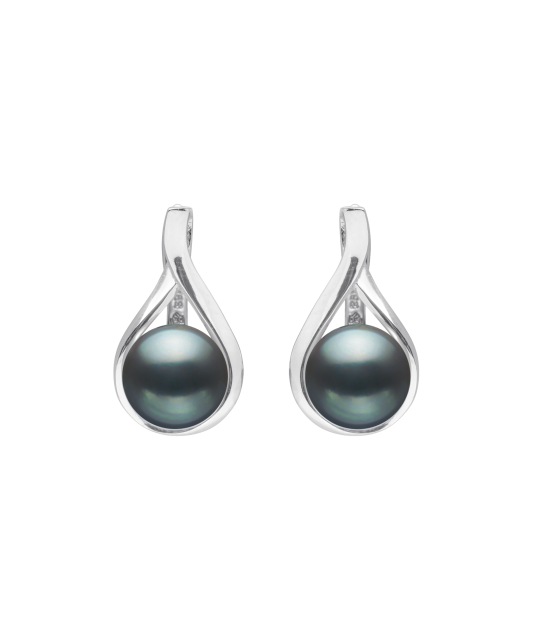 Серьги из серебра с жемчугом и цирконами