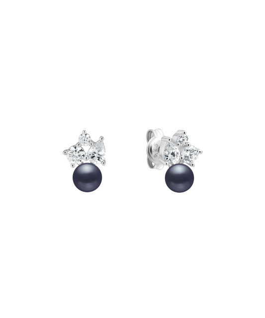Серьги из серебра с жемчугом и цирконами