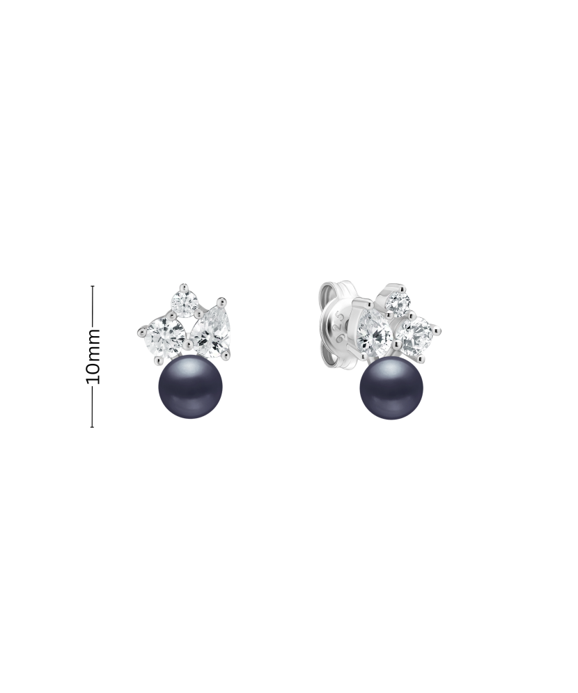 Серьги из серебра с жемчугом и цирконами