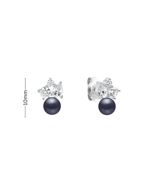Sterling silver earrings with pearls and zircons