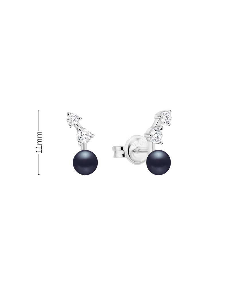 Sterling silver earrings with pearls and zircons