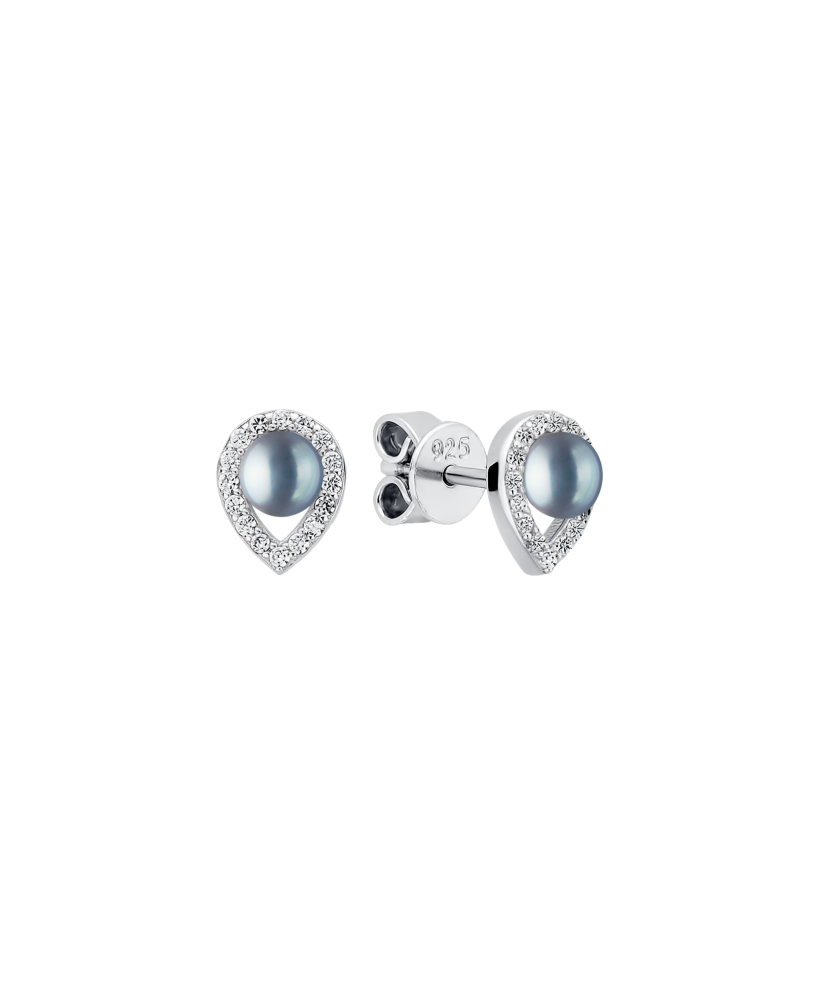 Серьги из серебра с жемчугом и цирконами