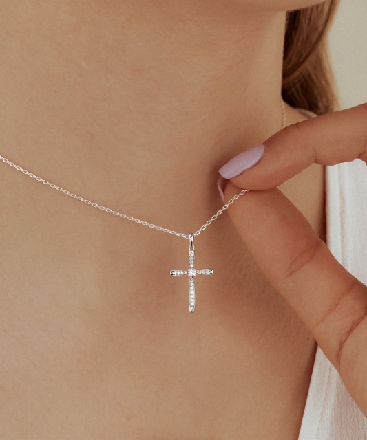 White gold pendant with diamonds "Cross"