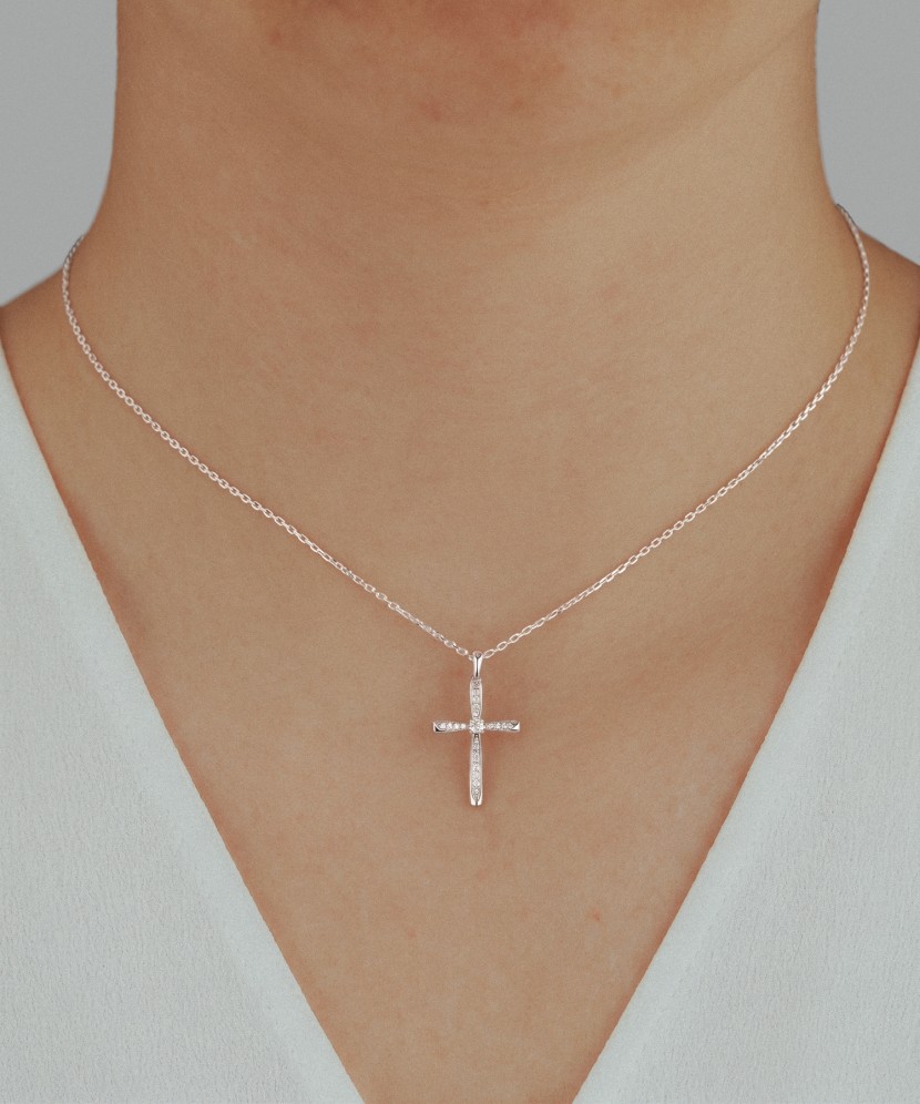 White gold pendant with diamonds "Cross"