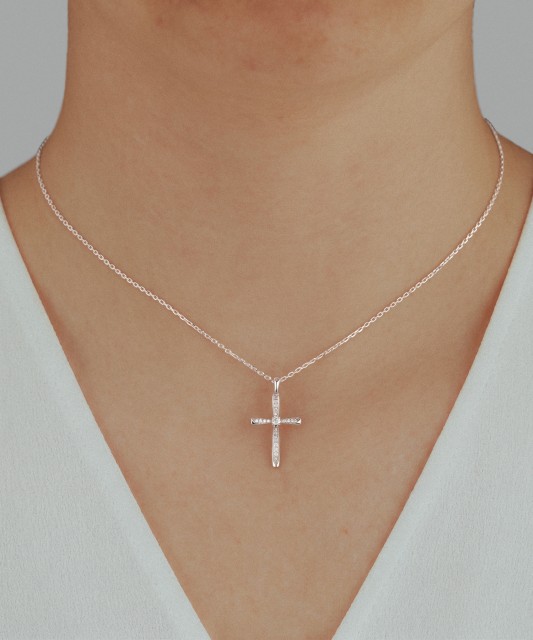 White gold pendant with diamonds "Cross"