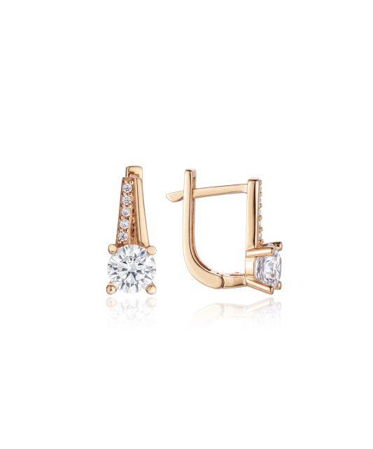Gold earrings with zircons