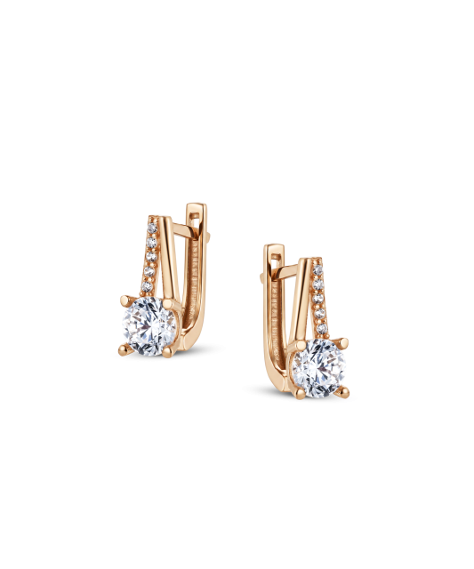 Gold earrings with zircons