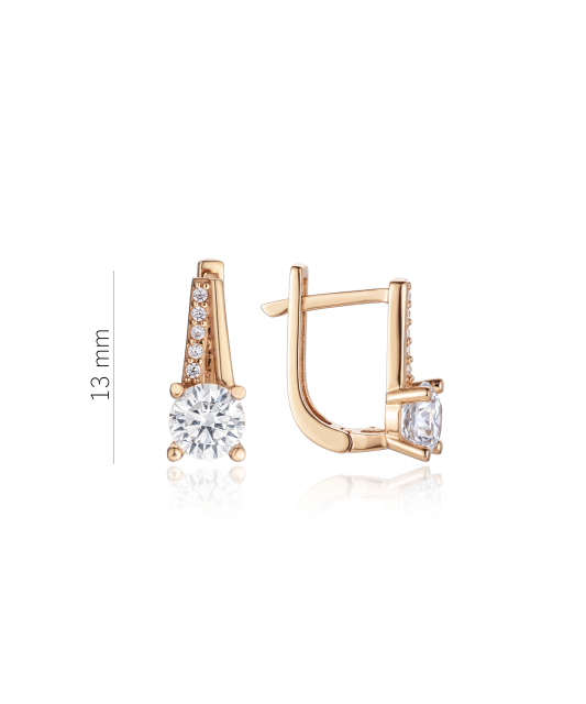 Gold earrings with zircons