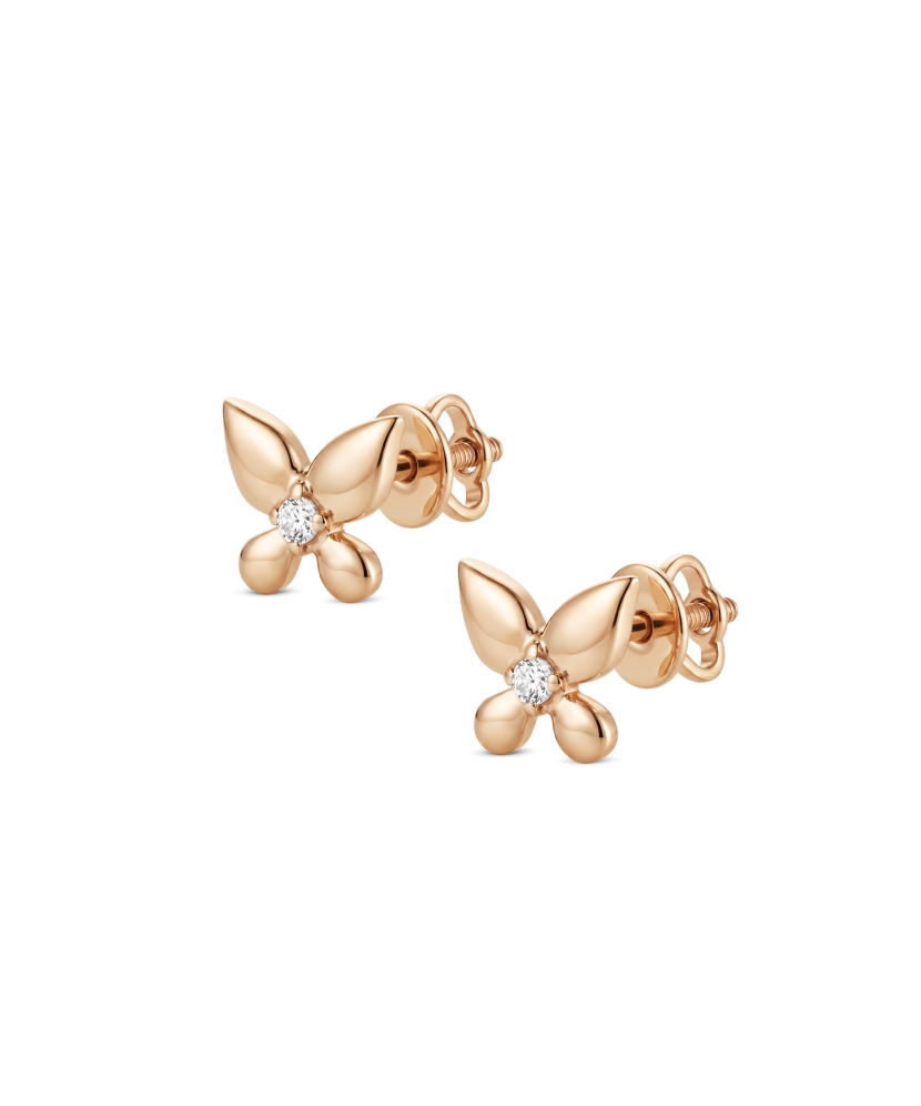 Gold earrings with zircons