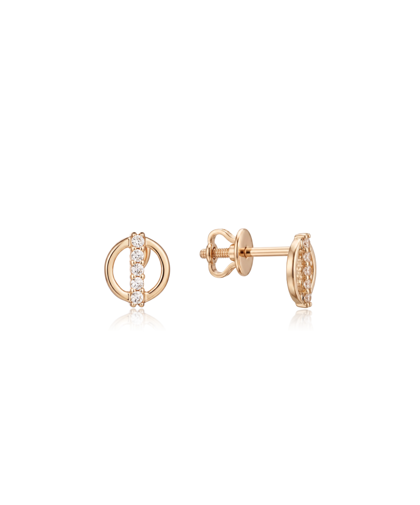 Gold earrings with zircons