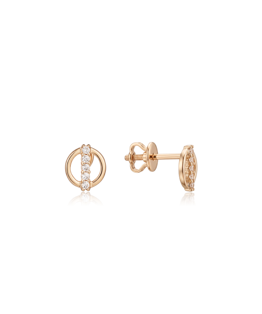 Gold earrings with zircons