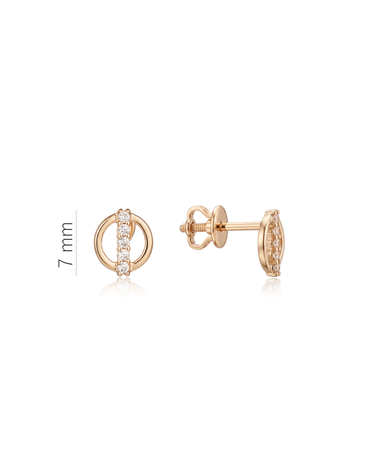 Gold earrings with zircons