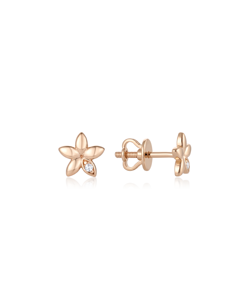 Gold earrings with zircons