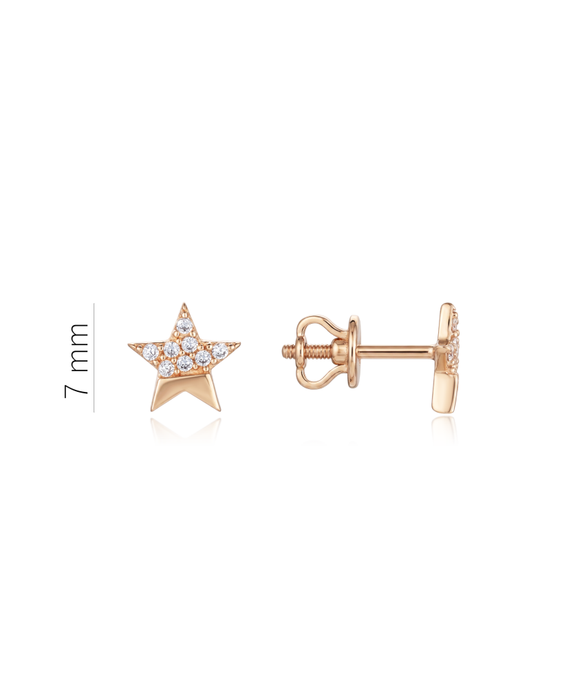 Gold earrings with zircons