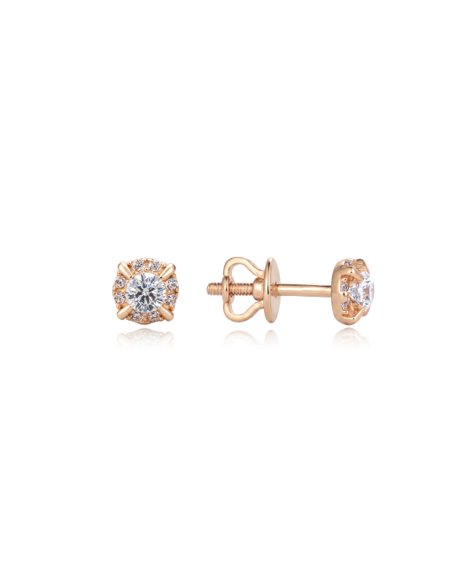 Gold earrings with zircons