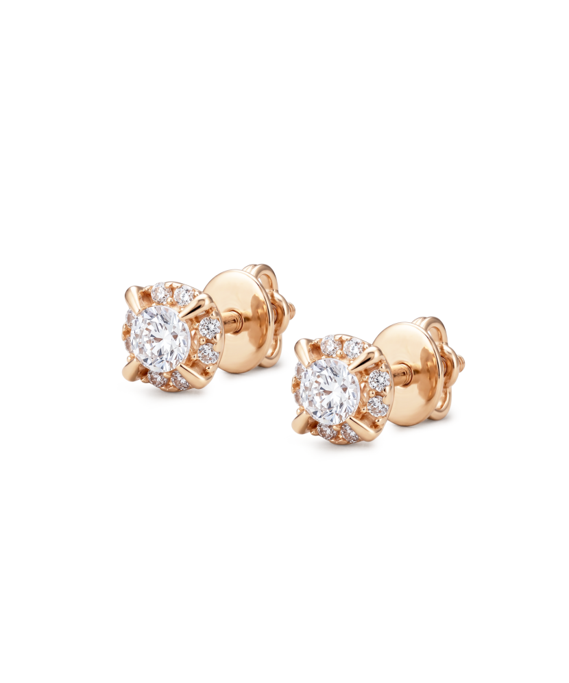 Gold earrings with zircons