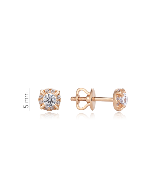 Gold earrings with zircons