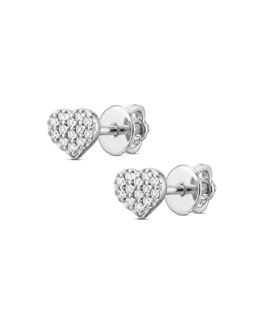 White gold earrings with cubic zirconia “Heart”