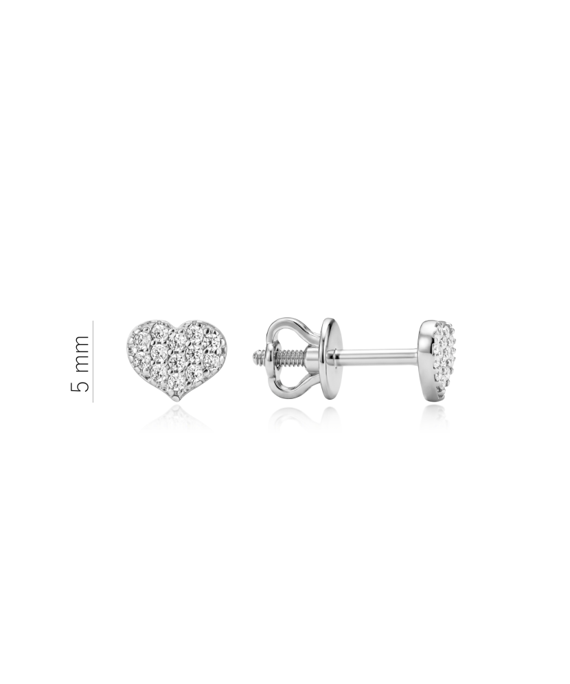 White gold earrings with cubic zirconia “Heart”