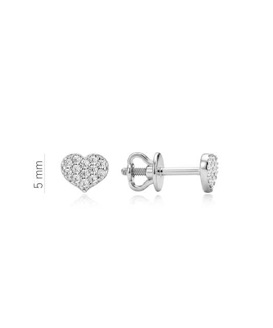 White gold earrings with cubic zirconia “Heart”