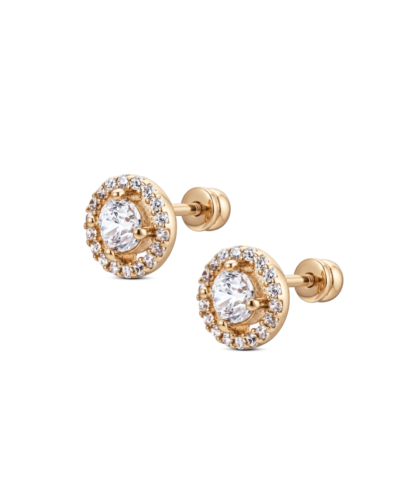Gold earrings with zircons