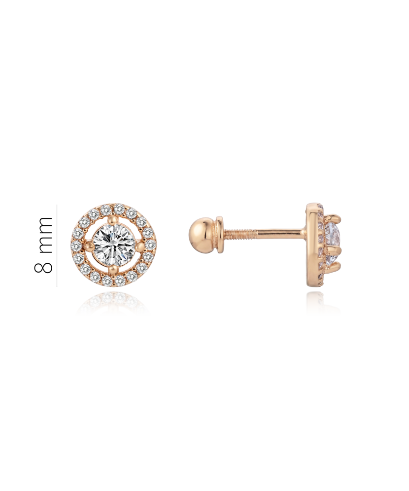 Gold earrings with zircons