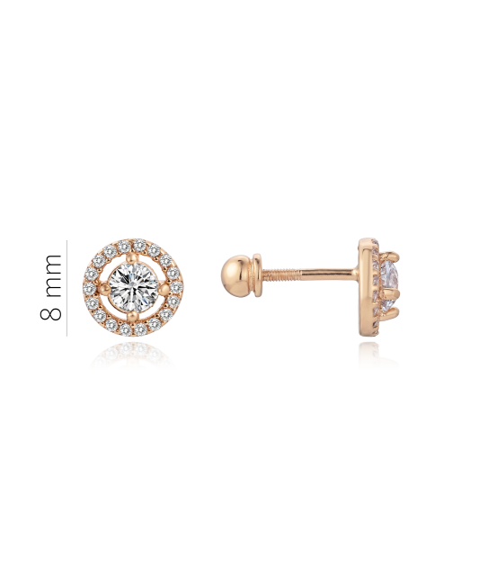 Gold earrings with zircons