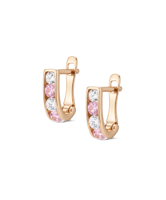 Gold earrings with zircons