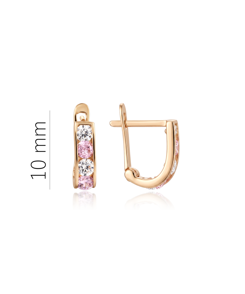 Gold earrings with zircons