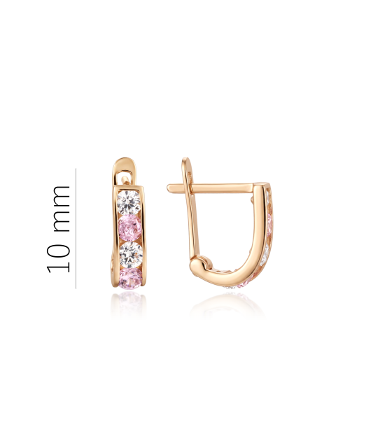 Gold earrings with zircons