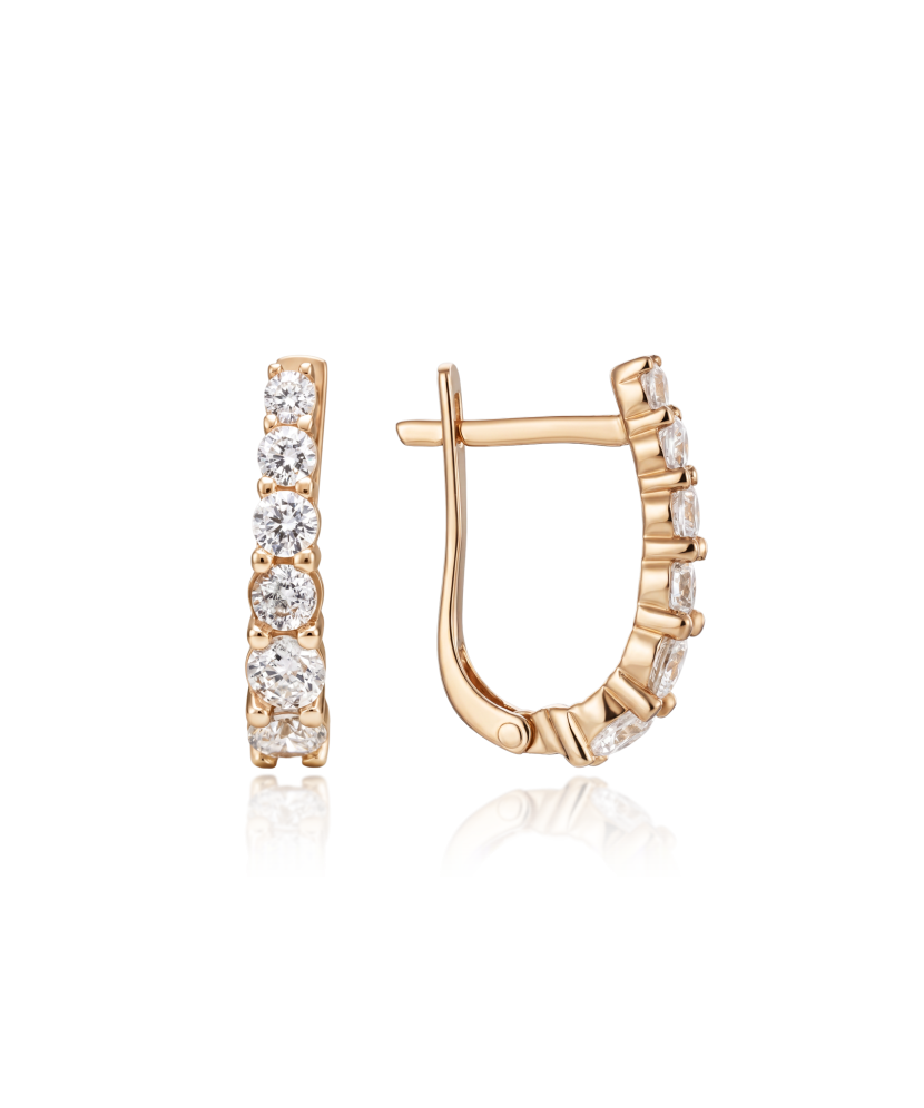 Gold earrings with zircons