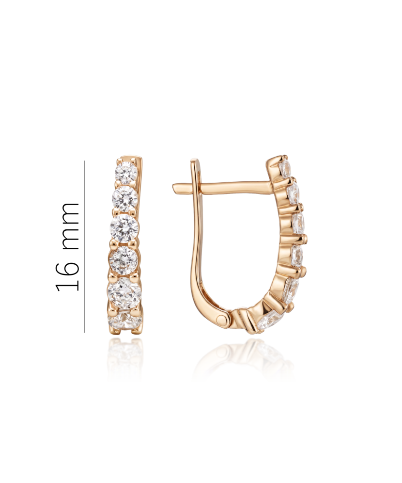 Gold earrings with zircons