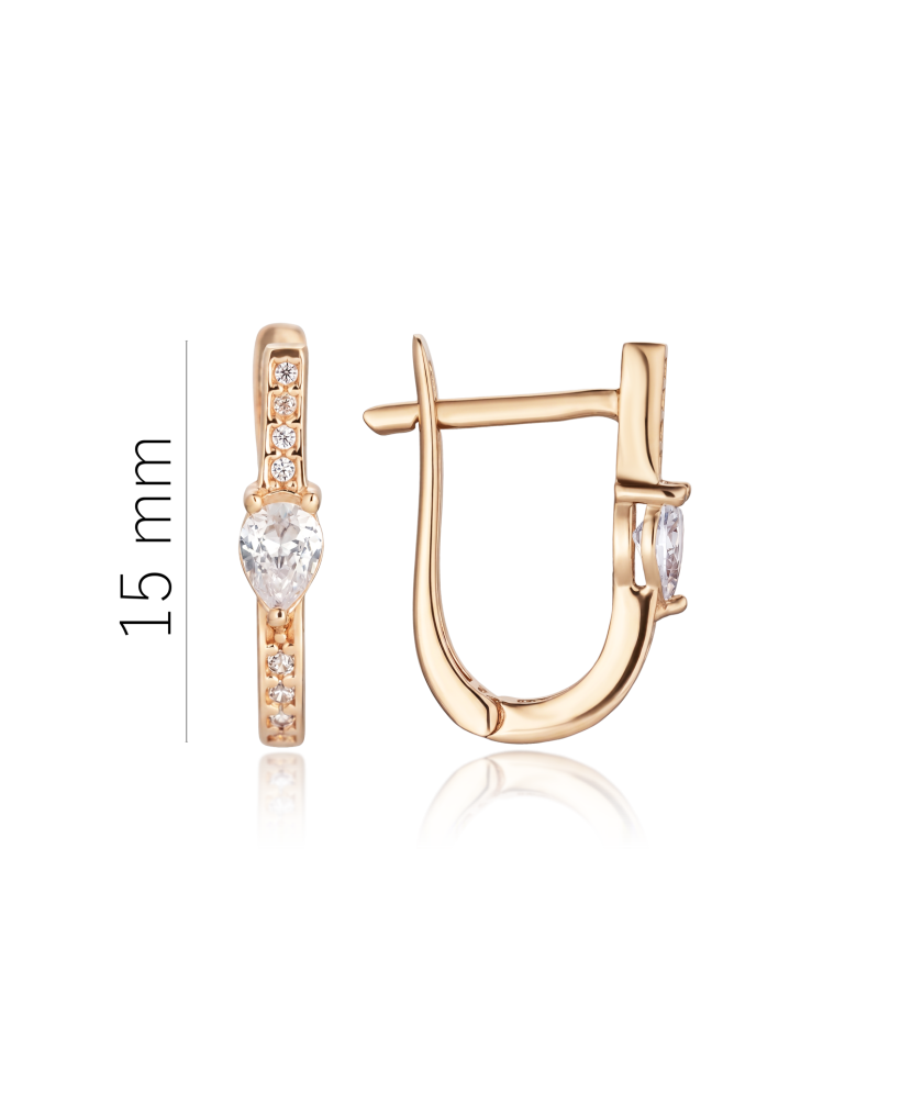 Gold earrings with zircons